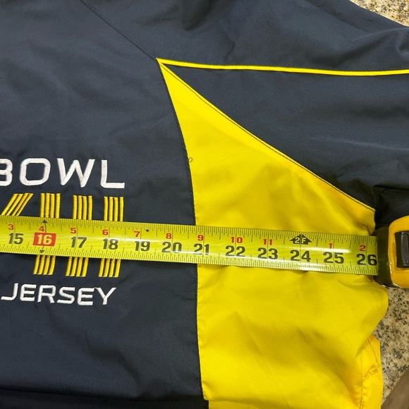 NFL Superbowl XLVIII Windbreaker Pullover 1/4 Zip Navy Yellow Pockets Lined Sz L - Picture 8 of 11